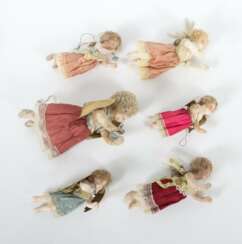 6 Engel um 1860-1900, hergestellt aus Pappe bzw. M…