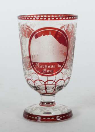 Pokalglas mit Ansichten Böhmen, 2. H. 19. Jh., far… - Foto 2