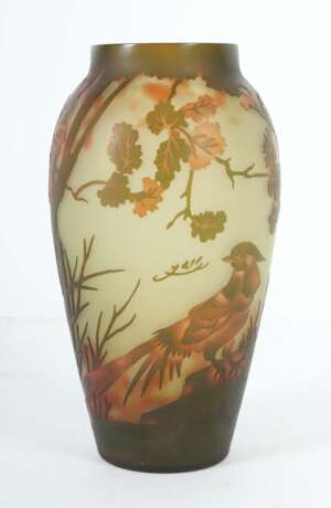 Vase mit Vogeldekor 20. Jh., hellgelb eingefärbtes… - Foto 2