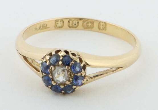 Saphir-Diamant-Ring Birmingham/England, 1907, Gelb… - Foto 2