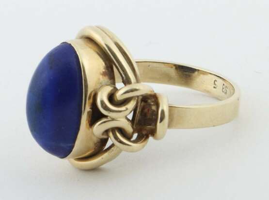 Lapis Lazuli-Ring Gelbgold 585, hochovaler Ringkop… - photo 2