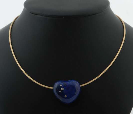 Lapis Lazuli Herzcollier Gelbgold 750, mugelig ges… - photo 1