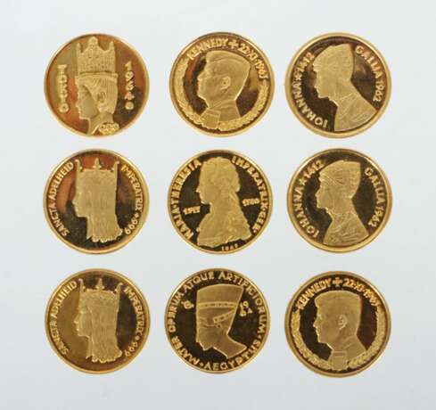 Sammlung von 9 Aureus Magnus-Goldmünzen Gold 980,… - фото 1