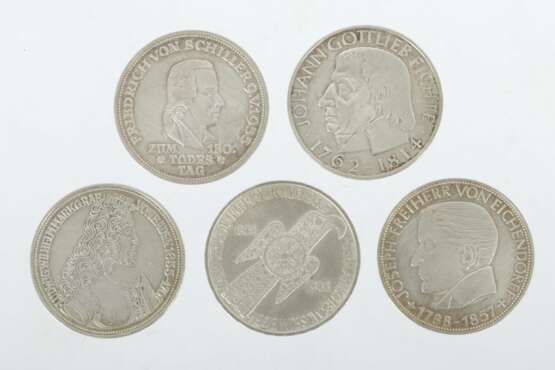Fünf begehrte 5 DM-Münzen Silber, Joseph Freiherr… - photo 1