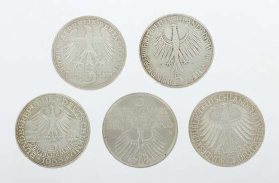 Fünf begehrte 5 DM-Münzen Silber, Joseph Freiherr… - Foto 2