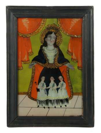 Hinterglasbild ''Schutzmantel Madonna'' 19. Jh., w… - фото 1