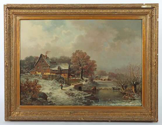 Maler des 19. Jh. ''Winterlandschaft'', mit Mühlen… - photo 2