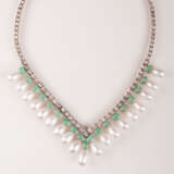 Elegantes Smaragd-Brillant-Perlen-Collier. - photo 1