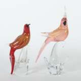 2 Murano-Vogelfiguren Italien, 1950er Jahre, farbl… - Foto 1