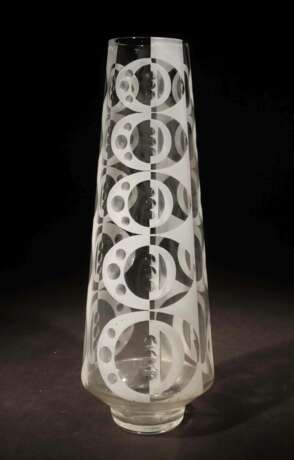 Vase mit Schablonendruck 20. Jh., farbloses Glas m… - photo 1