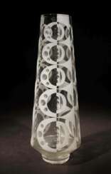 Vase mit Schablonendruck 20. Jh., farbloses Glas m…