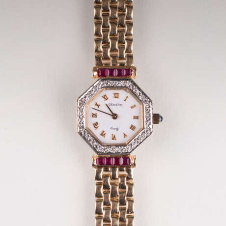 Damen-Armbanduhr mit Diamanten von Geneve. - фото 1