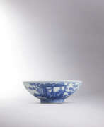 Xuande period. AN EXCEEDINGLY RARE AND OUTSTANDING BLUE AND WHITE ‘LADIES IN GARDEN’ BOWL