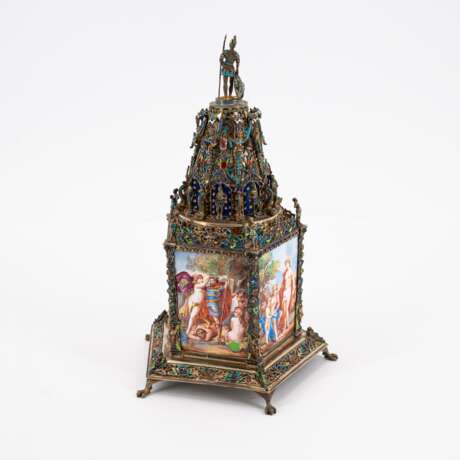 MAGNIFICENT SILVER TABERNACLE CLOCK IN RENAISSANCE STYLE - Foto 3