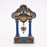 SMALL SILVER COLUMN CLOCK RICHLY SET WITH GEMSTONES - Foto 2