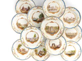 NINE PLATES AND THREE BOWLS FROM THE 'STADHOUDER SERVICE' FOR WILLEM V