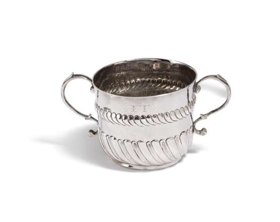 SILVER WILLIAM & MARY MUG WITH DOUBLE HANDLE, SO-CALLED PORRINGER - photo 1