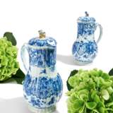PAIR BLUE-WHITE JUGS WITH LID - photo 1