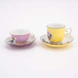 PORCELAIN COFFEE CUP AND SAUCER WITH YELLOW GROUND & PORCELAIN TEA CUP AND SAUCER WITH PURPLE GROUND AND KAKIEMON DECOR - photo 2