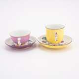 PORCELAIN COFFEE CUP AND SAUCER WITH YELLOW GROUND & PORCELAIN TEA CUP AND SAUCER WITH PURPLE GROUND AND KAKIEMON DECOR - photo 3