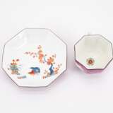OCTAGONAL PORCELAIN CUP AND SAUCER WITH QUAIL DECOR AND PURPLE GROUND - Foto 6