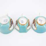 PORCELAIN CUP WITH SAUCER AND TWO PORCELAIN CUPS WITH TURQUOISE GROUND AND LANDSCAPE CARTOUCHES - photo 6