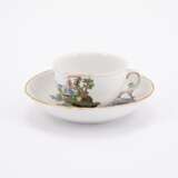 PORCELAIN COFFEE POT, THREE CUPS AND SAUCERS WITH HUNTING DECORS - photo 7