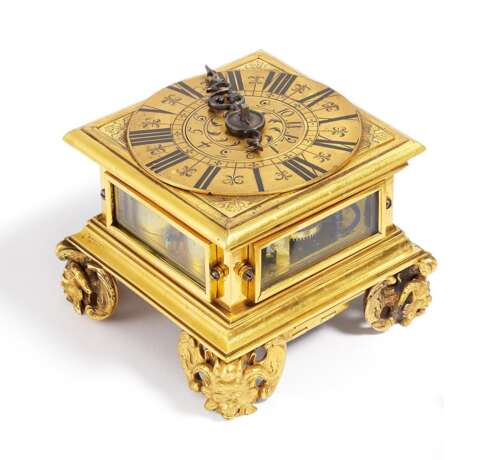 HORIZONTAL TABLE CLOCK MADE OF BRASS, STEEL AND GLASS - photo 1