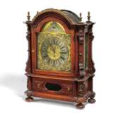 BRACKET CLOCK WITH MOVING EYE OF GOD MADE OF MAHOGANY, BRONZE, BRASS AND GLASS - photo 1