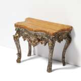SMALL WOODEN MINIATURE CONSOLE TABLE WITH TROMPE L'OEUIL MARBLE PLATE - Foto 2