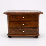 SMALL MODEL CHEST OF DRAWERS WITH FLORAL INLAYS MADE OF WOOD AND BONE - photo 2