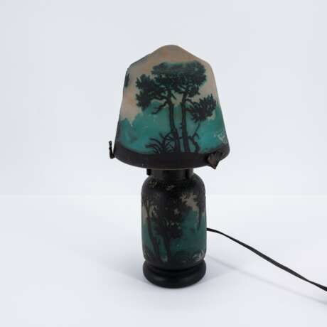 SMALL GLASS TABLE LAMP WITH FOREST LAKE - photo 4