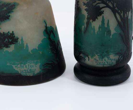 SMALL GLASS TABLE LAMP WITH FOREST LAKE - Foto 7