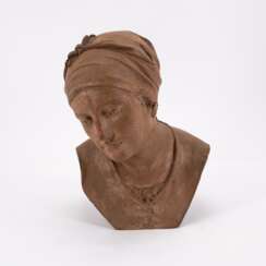 CERAMIC BUST OF A YOUNG WOMAN