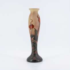 GLASS BALUSTER VASE WITH FLOWER PANICLES
