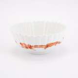 FLUTED PORCELAIN BOWL AND SMALL PORCELAIN FLACON DECOR RED DRAGON - photo 3