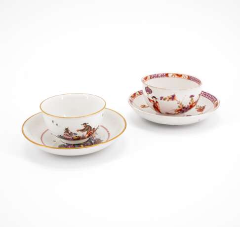 PORCELAIN TEA BOWL AND SMALL BOWL WITH SAUCERS AND CHINOISERIES - Foto 1