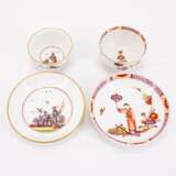 PORCELAIN TEA BOWL AND SMALL BOWL WITH SAUCERS AND CHINOISERIES - фото 5