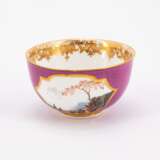 PORCELAIN TEA BOWL AND SAUCER WITH PURPLE GROUND AND LANDSCAPE CARTOUCHES - фото 4