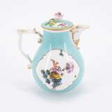 PORCELAIN COFFEE POT WITH TURQUOISE GROUND AND GERMAN FLOWERS - фото 3