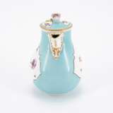 PORCELAIN COFFEE POT WITH TURQUOISE GROUND AND GERMAN FLOWERS - Foto 4