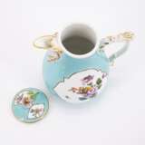 PORCELAIN COFFEE POT WITH TURQUOISE GROUND AND GERMAN FLOWERS - фото 5