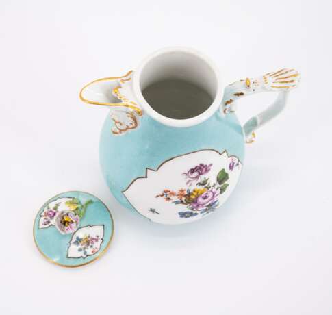 PORCELAIN COFFEE POT WITH TURQUOISE GROUND AND GERMAN FLOWERS - фото 5