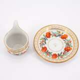 THREE PORCELAIN CUPS AND MATCHING SAUCERS WITH DIFFERENT ORNAMENTATION AND GROUND DECORS - фото 10
