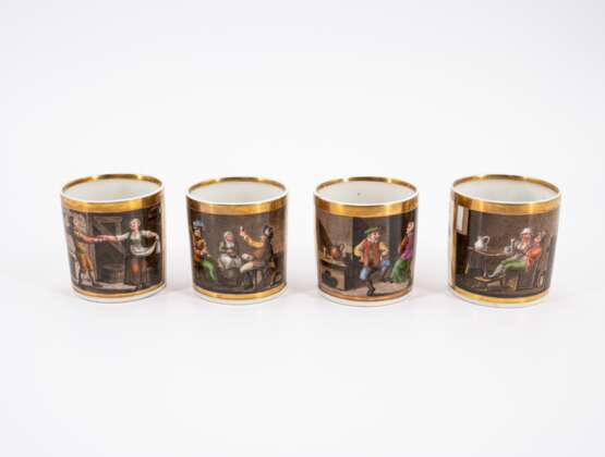 FIVE PORCELAIN CUPS AND ONE SAUCER WITH DOMESTIC SCENES - photo 4