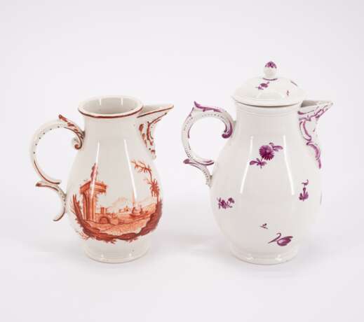 TWO SMALL JUGS WITH PURPLE AND IRON RED DECOR - фото 3