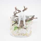PORCELAIN HUNTING ENSEMBLE WITH A SHOT AND A MOURNING STAG - Foto 2
