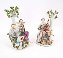 TWO LARGE PORCELAIN ENSEMBLES WITH MYTHOLOGICAL SCENES AT A TREE