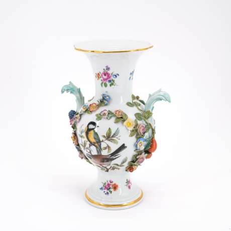 SMALL PORCELAIN VASE WITH APPLIED FLOWERS AND FRUITS - photo 1