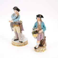 PORCELAIN FIGURINES 'GARDENER WITH GRAPES' AND 'SOLDIER WITH POCKET WATCH'
